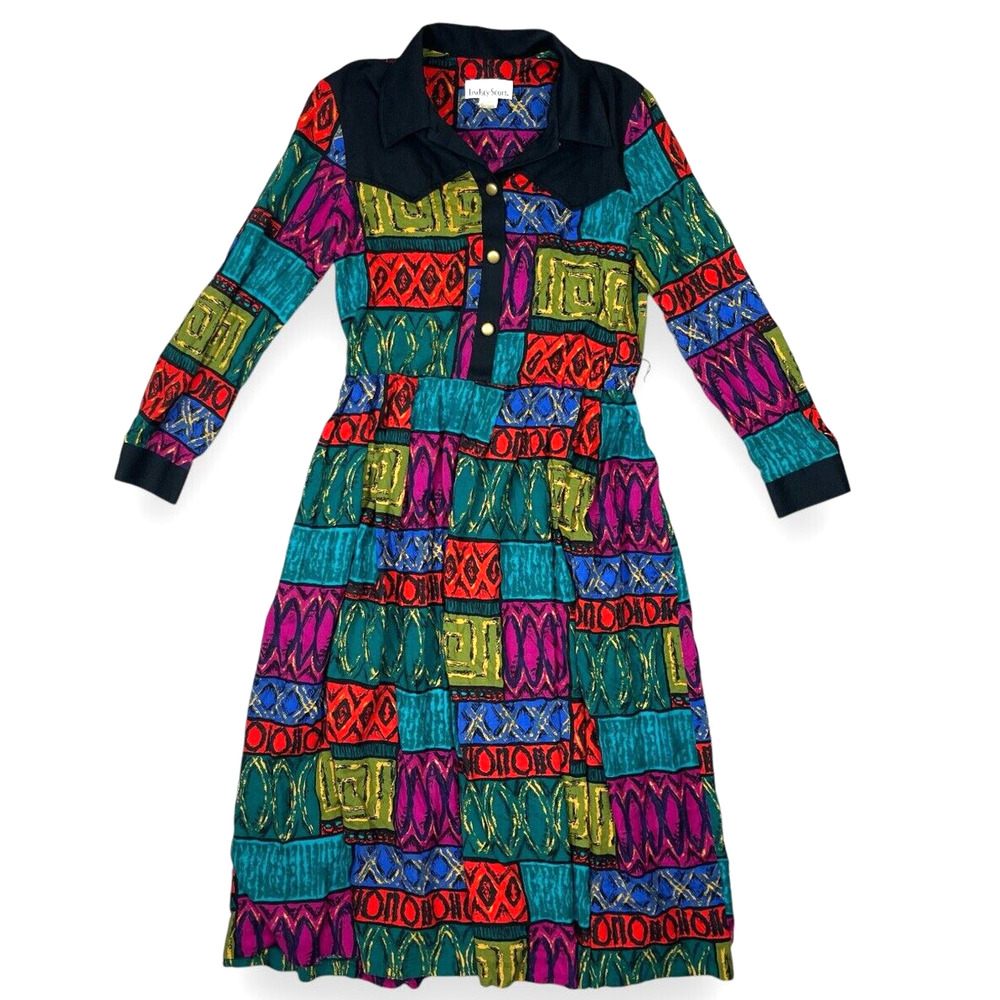 Vintage Lindsey Scott Size 16 Patchwork Dress Boho Rainbow Witchy Cottagecore